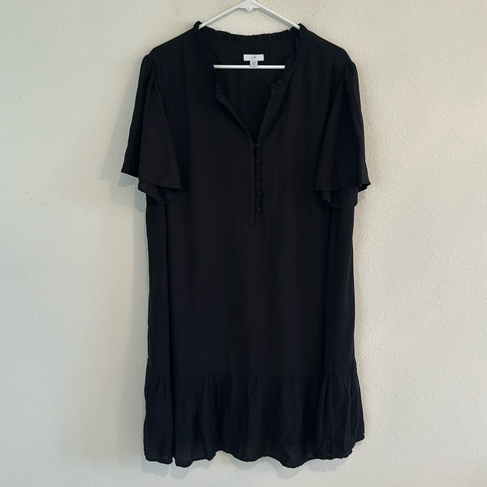 J. Jill Minimalist Short Sleeve Black Dress